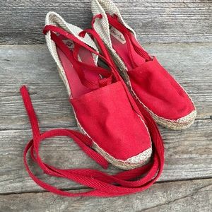 Red Tie up Espadrilles